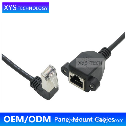 XYS TECH UP Angle RJ45 male to RJ45 female with Screws Panel Mount UTP Cat5e Patch Cord/